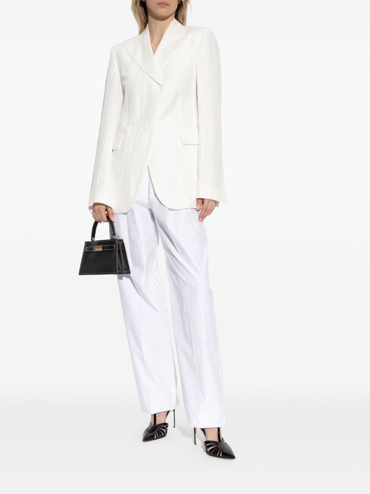 Pantalón Sportmax blanco de algodón de pierna ancha