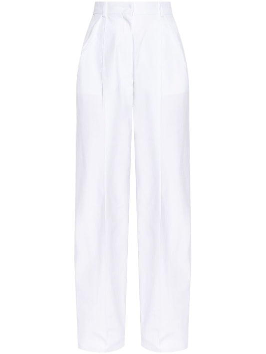 Pantalón Sportmax blanco de algodón de pierna ancha