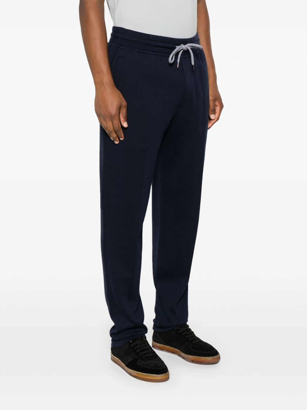 Pantalon Brunello Cucinelli en coton et cachemire bleu