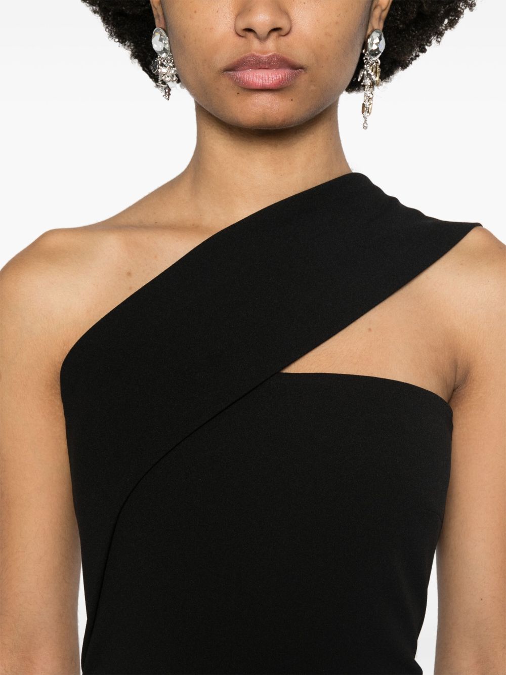 Solace London Dresses Black asymmetric neck gown