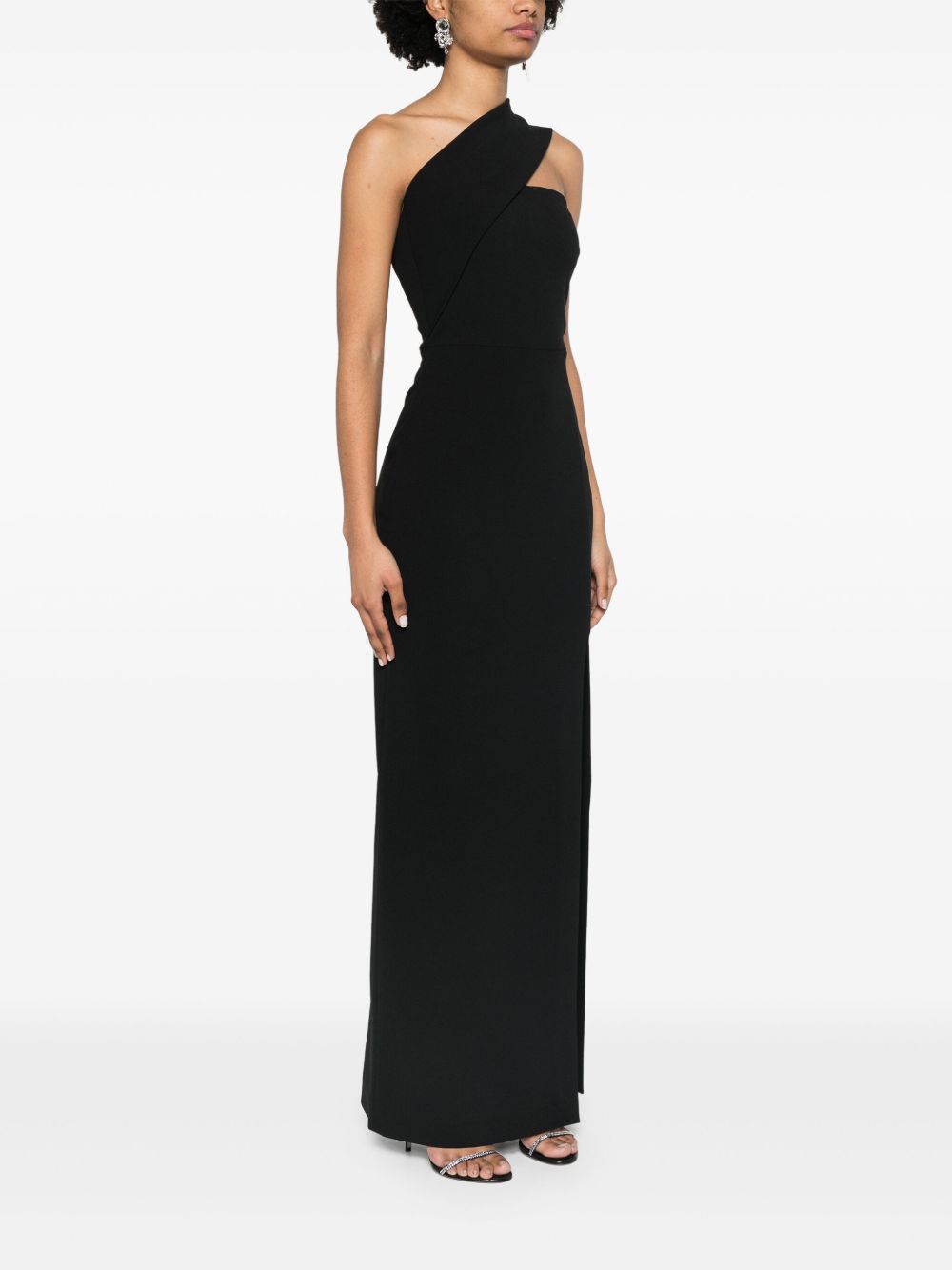 Solace London Dresses Black asymmetric neck gown