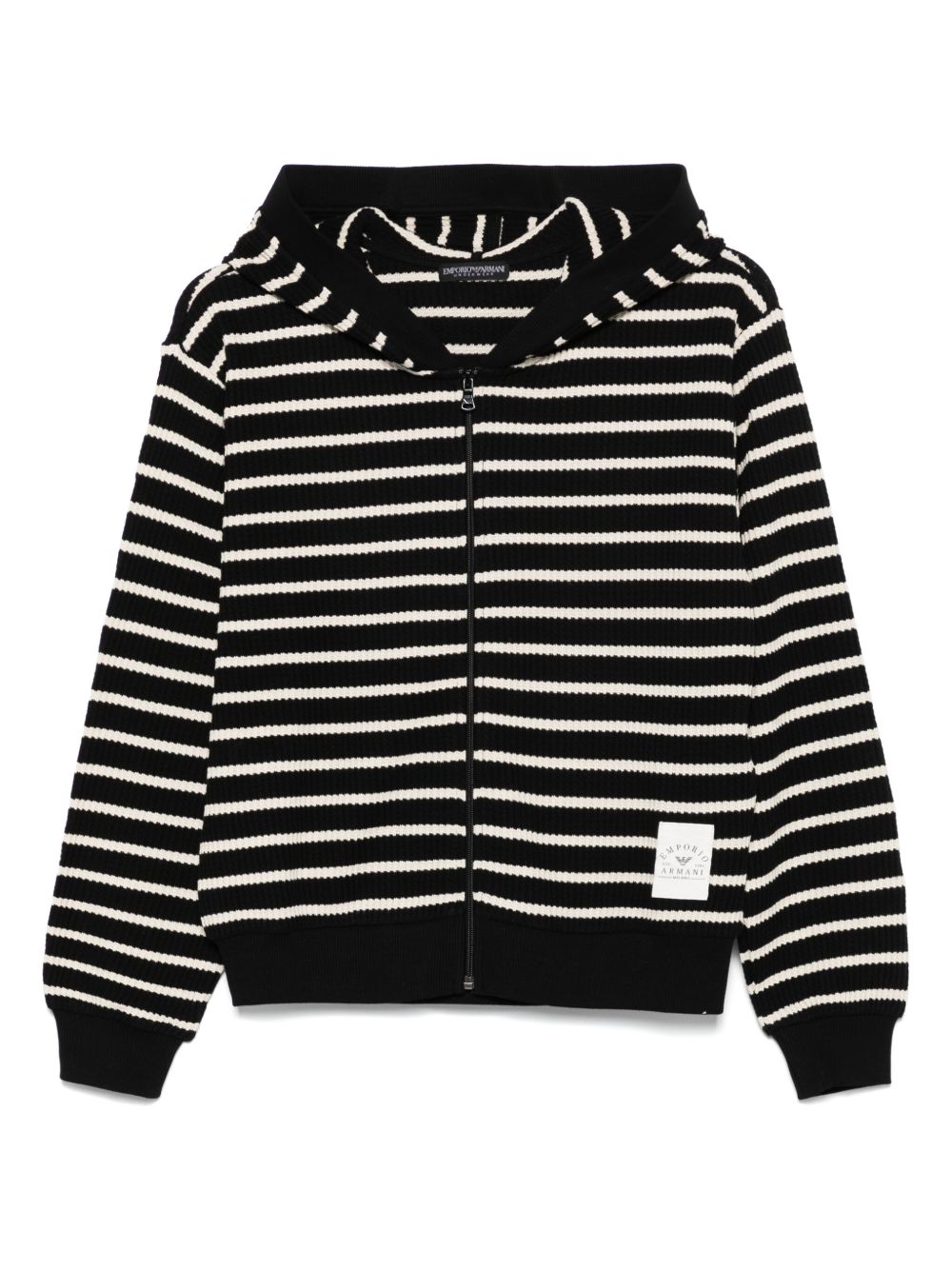 Emporio Armani Black Cotton-Blend Hoodie Sweater