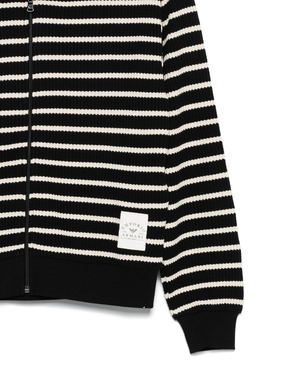 Emporio Armani Black Cotton-Blend Hoodie Sweater