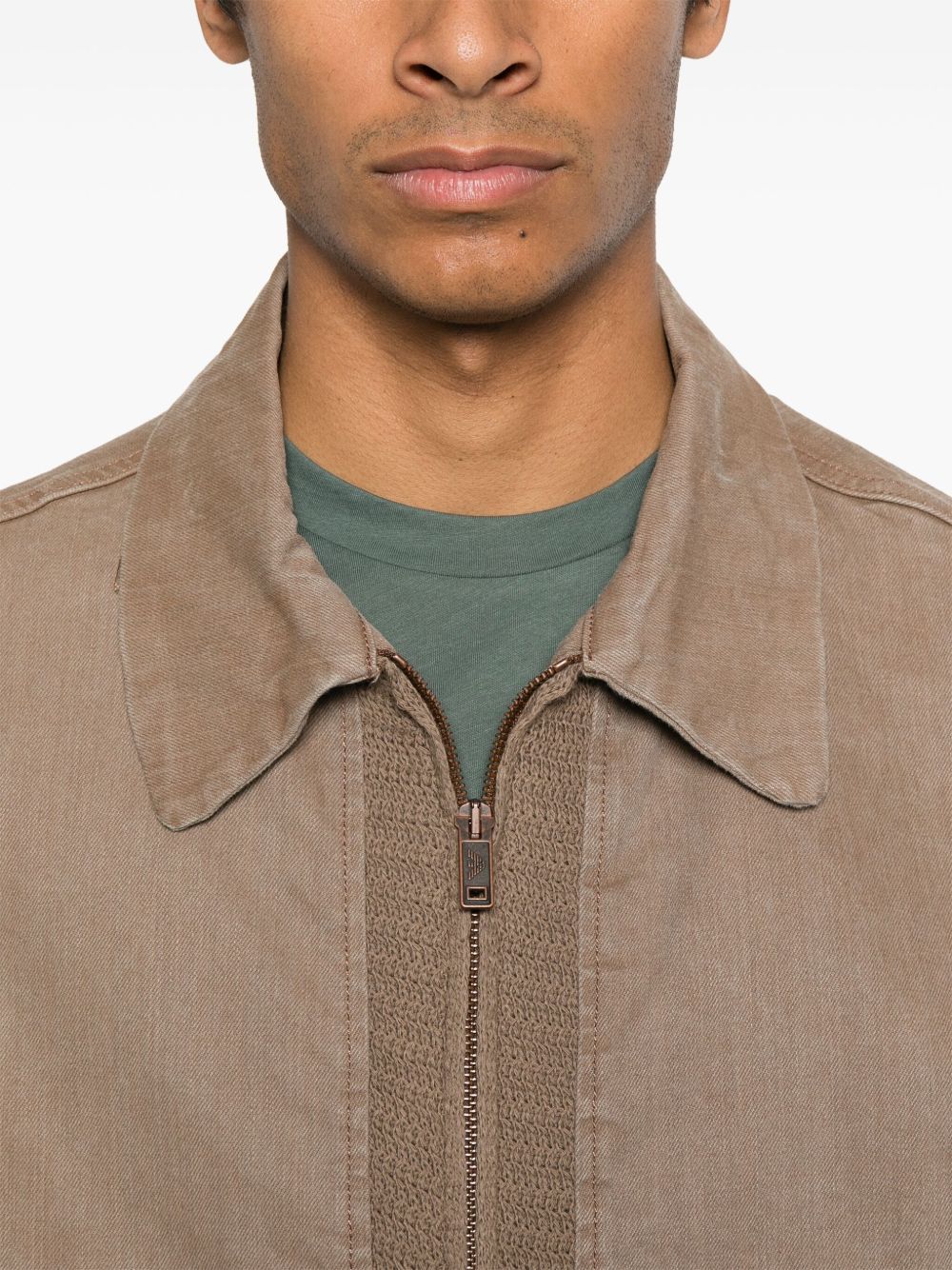 Chaqueta blusón de algodón marrón de Emporio Armani Coats