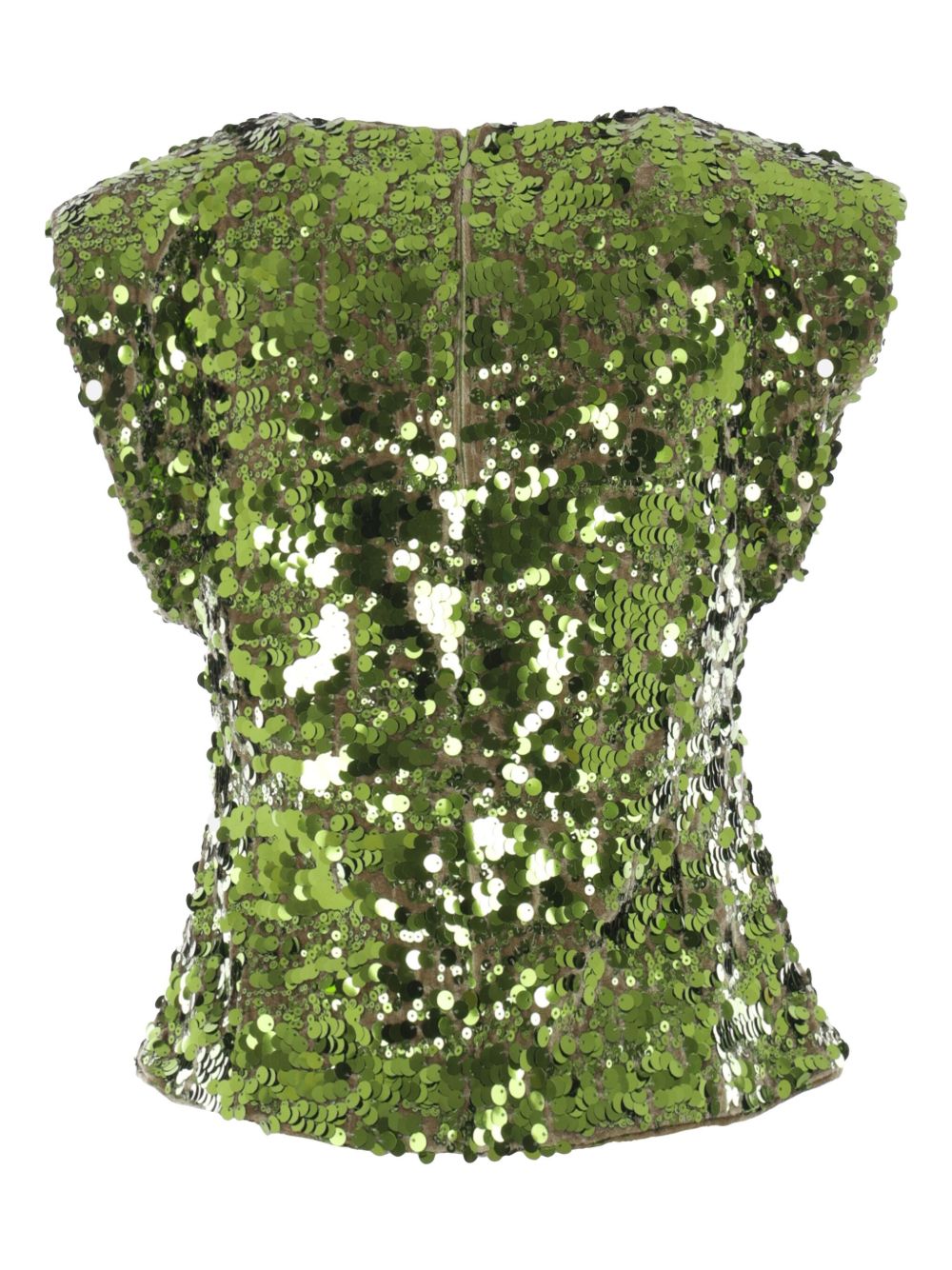 Top Ganni en velours vert pailleté