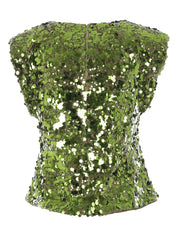 Top Ganni en velours vert pailleté