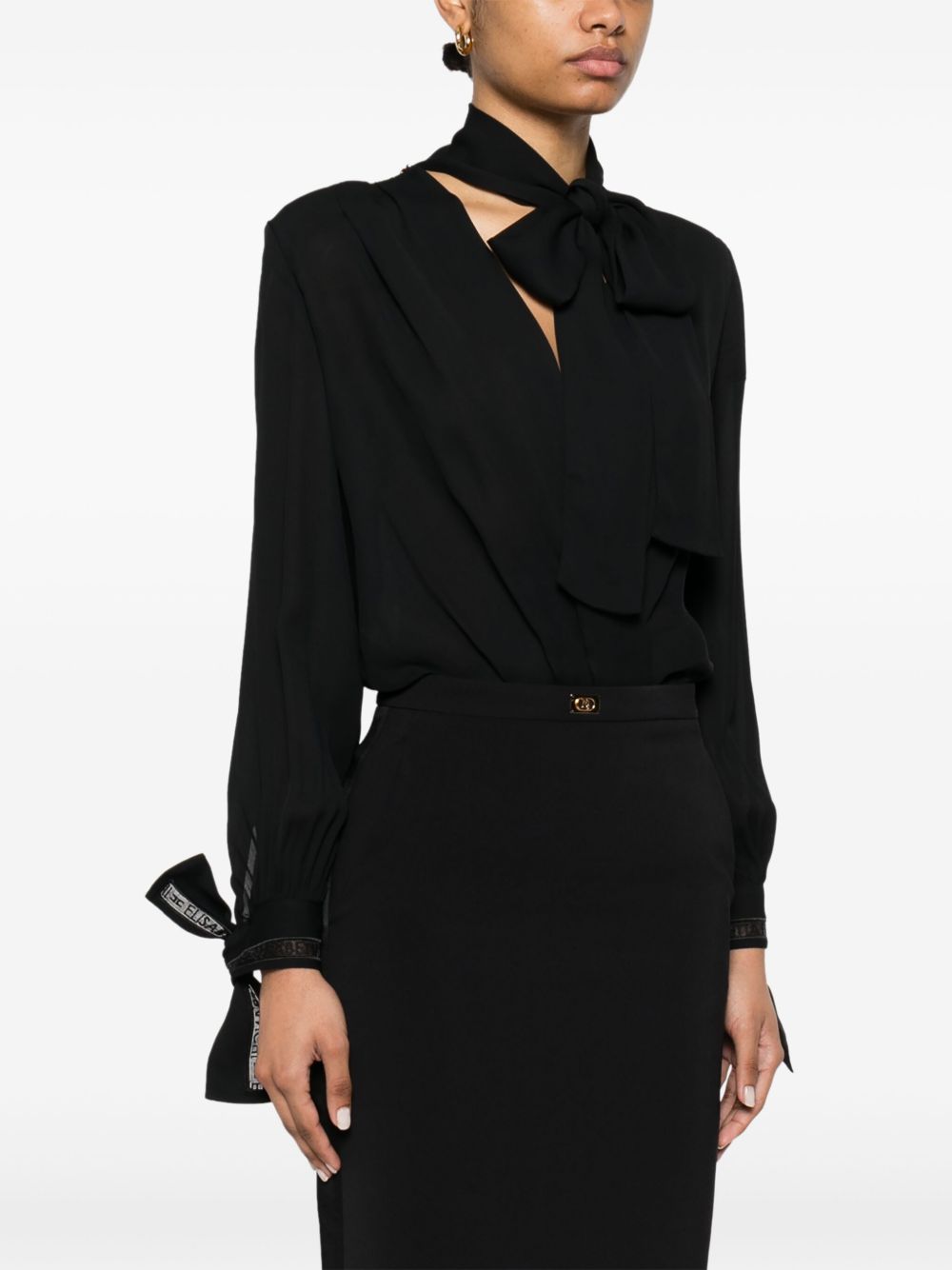 Elisabetta Franchi Shirts Black plunge V-neck
