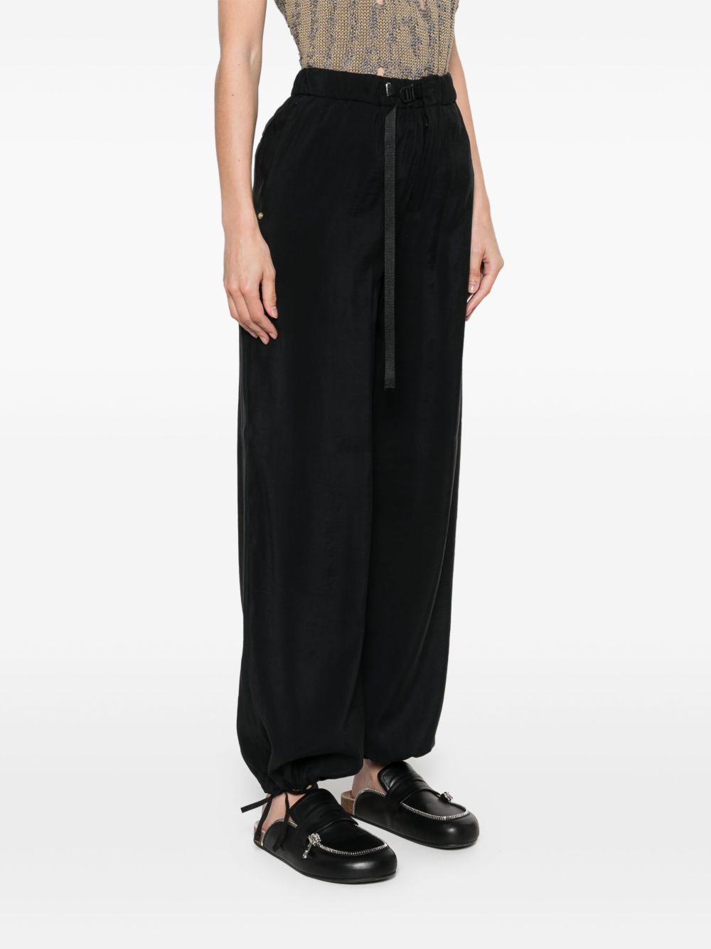 White Sand Trousers Black wide-leg