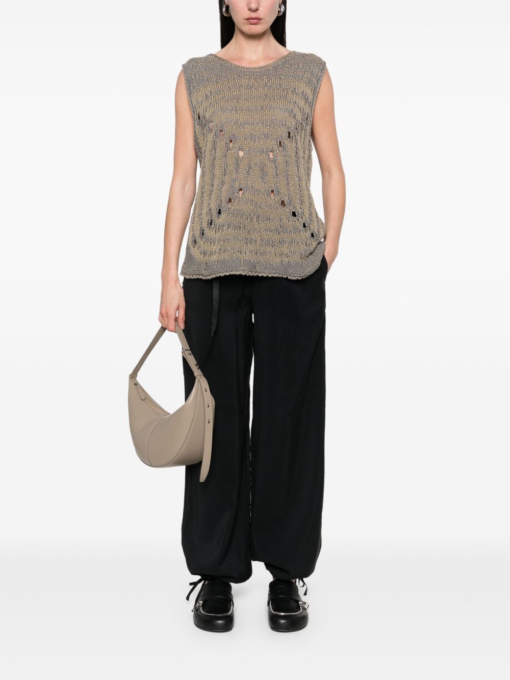 White Sand Trousers Black wide-leg