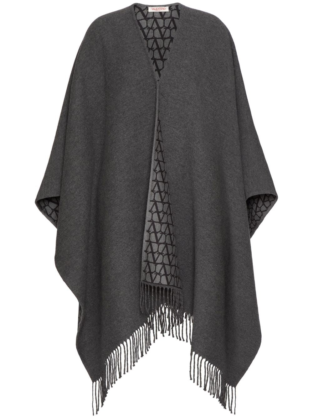 Valentino Jackets Black fringed cashmere poncho