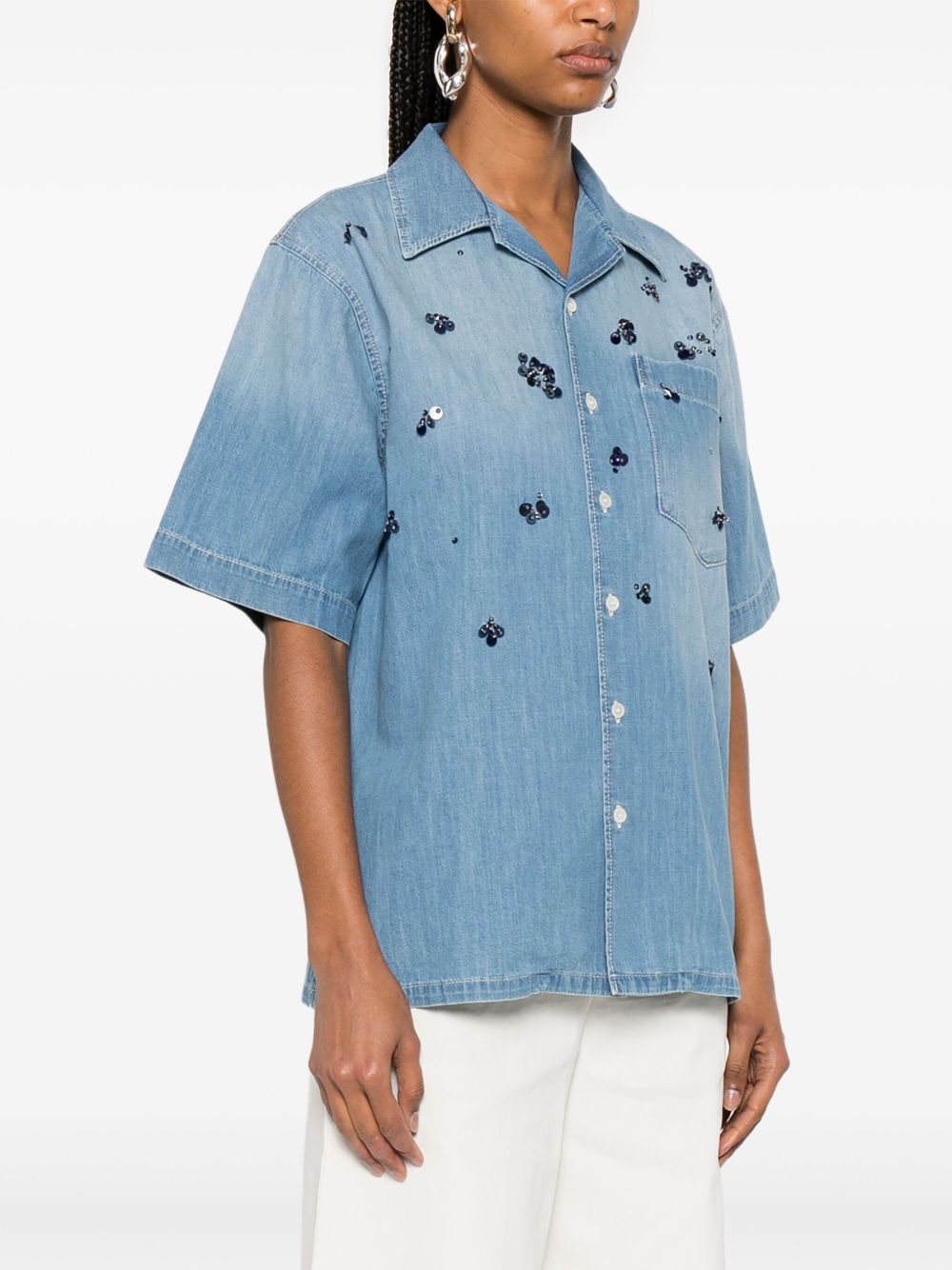 Camisas Fabiana Filippi en algodón azul claro