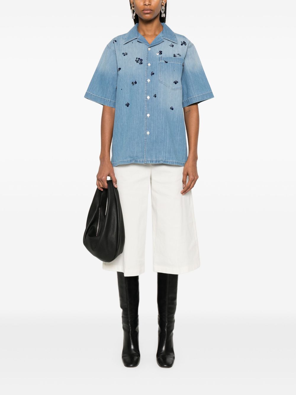 Camisas Fabiana Filippi en algodón azul claro