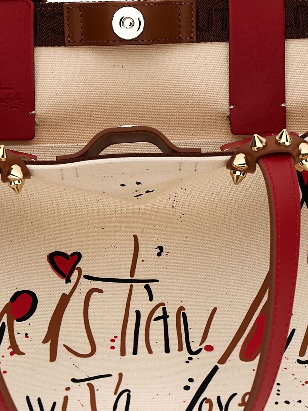 Sacs Christian Louboutin. Sac cabas en toile beige