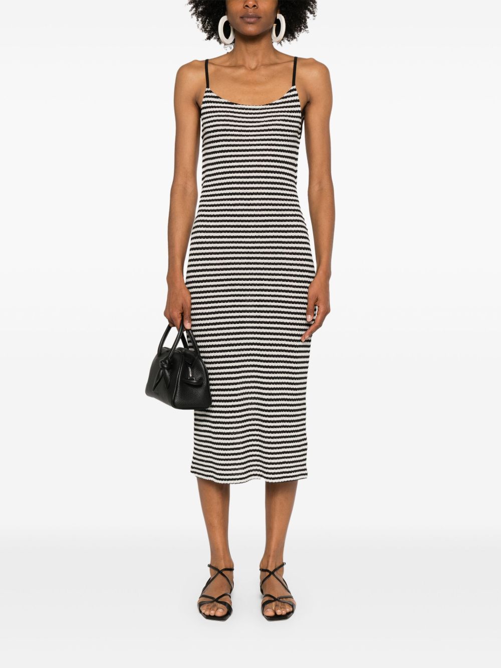 Vestido midi de algodón a rayas negras de Emporio Armani Sea clothing