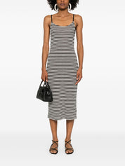 Vestido midi de algodón a rayas negras de Emporio Armani Sea clothing