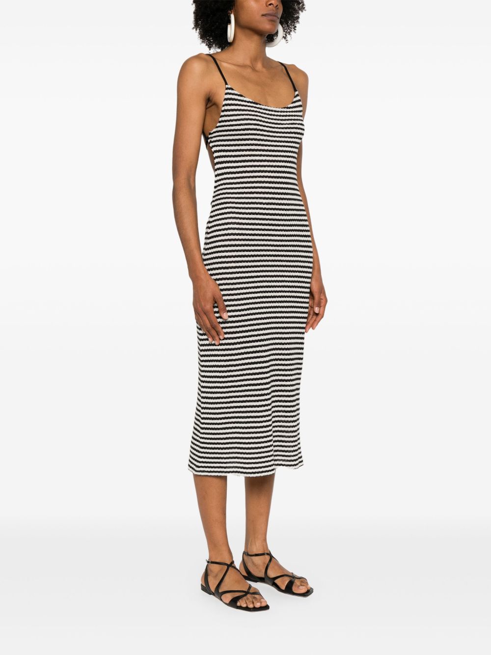 Vestido midi de algodón a rayas negras de Emporio Armani Sea clothing