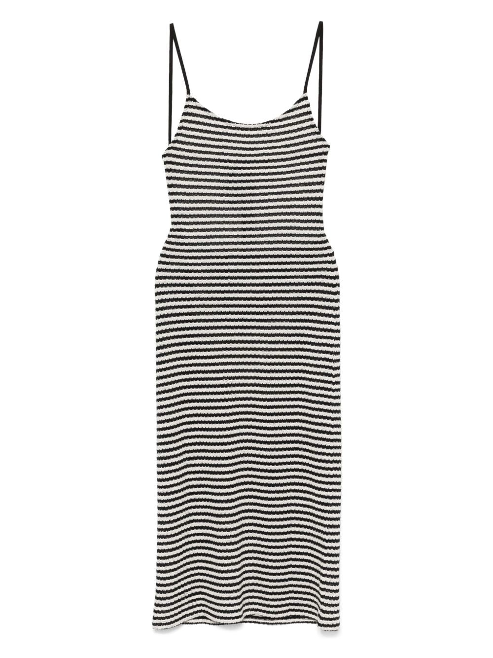 Vestido midi de algodón a rayas negras de Emporio Armani Sea clothing