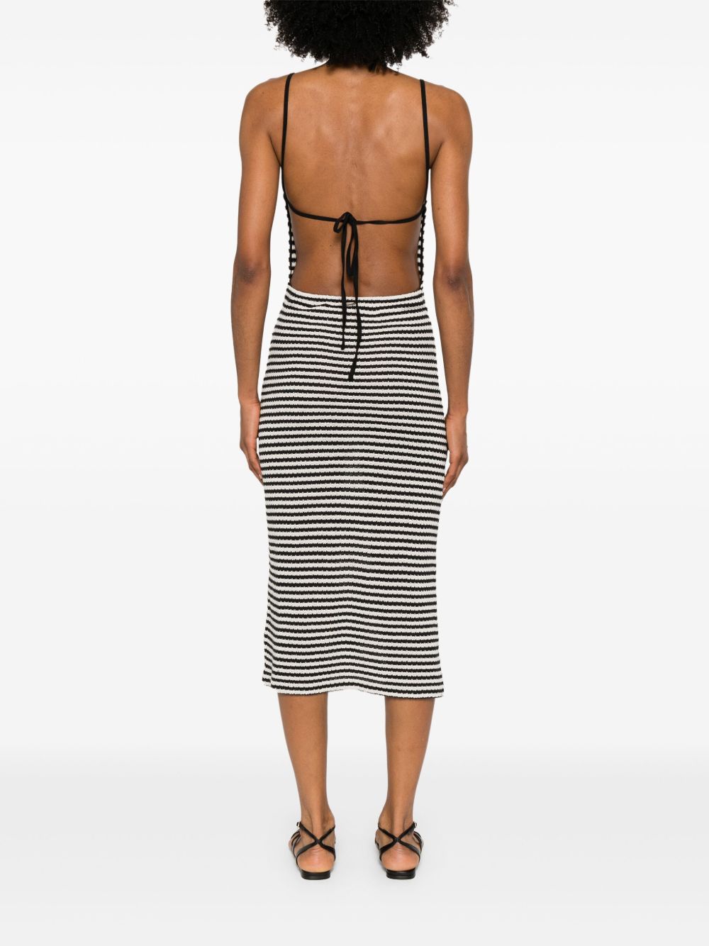 Vestido midi de algodón a rayas negras de Emporio Armani Sea clothing