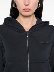 Emporio Armani Blue Cotton Cropped Hoodie