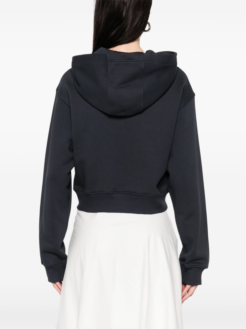 Emporio Armani Blue Cotton Cropped Hoodie