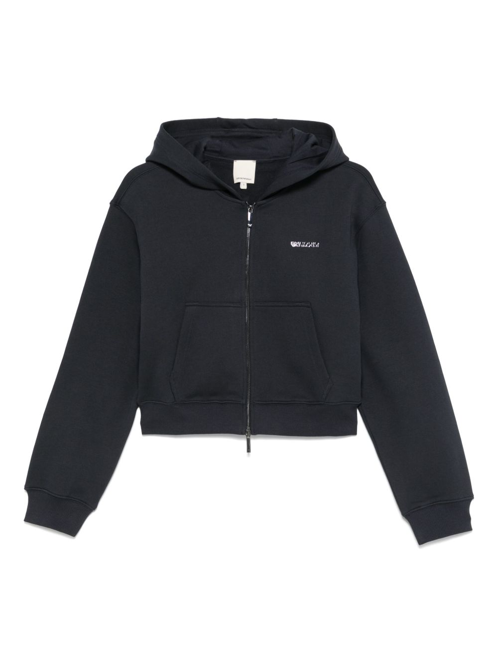 Emporio Armani Blue Cotton Cropped Hoodie