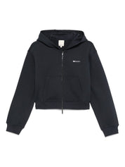 Emporio Armani Blue Cotton Cropped Hoodie