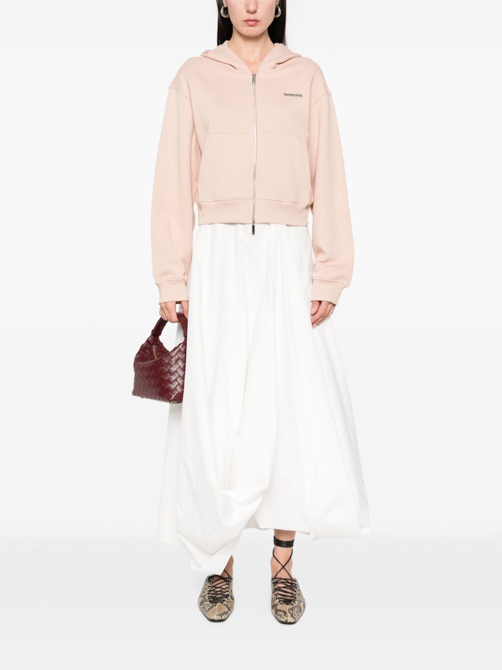 Emporio Armani Powder Cotton Zip Hoodie — Women's Sweater