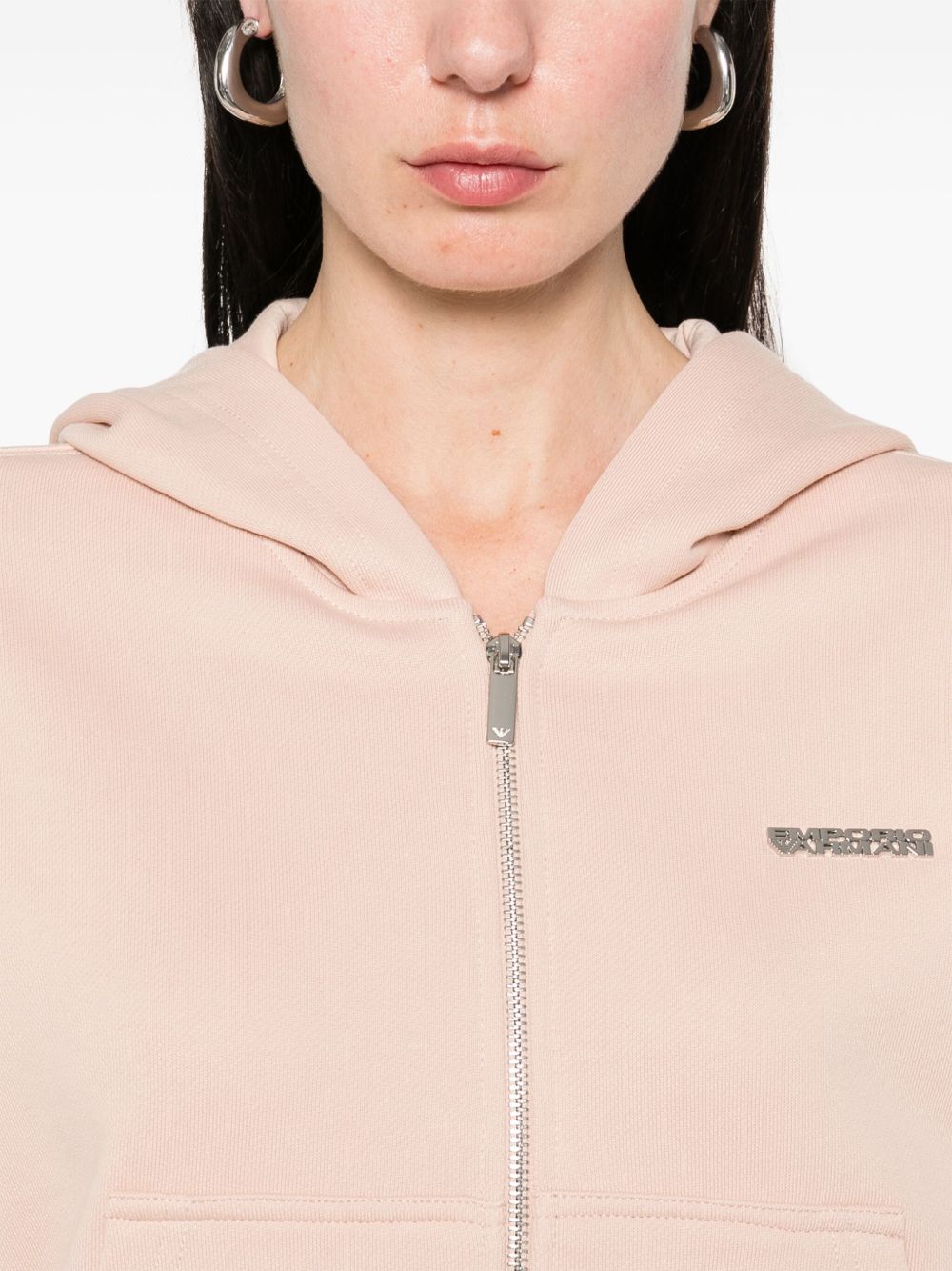 Emporio Armani Powder Cotton Zip Hoodie — Women's Sweater