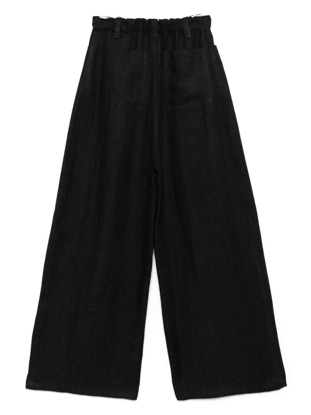 Pantalon Alysi en lin noir à jambe large