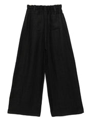 Pantalon Alysi en lin noir à jambe large