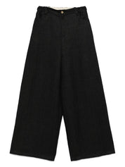 Pantalon Alysi en lin noir à jambe large
