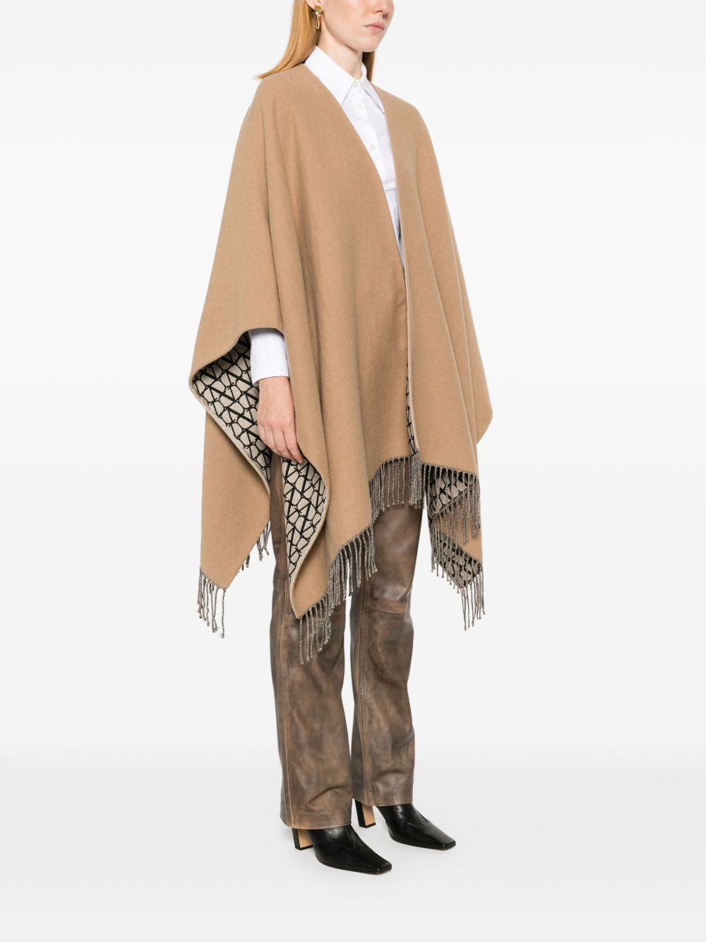 Valentino Jackets Camel poncho in jacquard