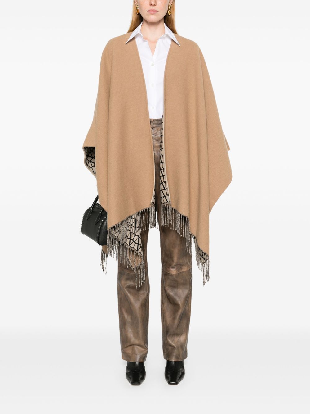Valentino Jackets Camel poncho in jacquard