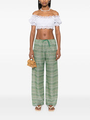 Ermanno Scervino Top de algodón con hombros descubiertos y detalle de encaje