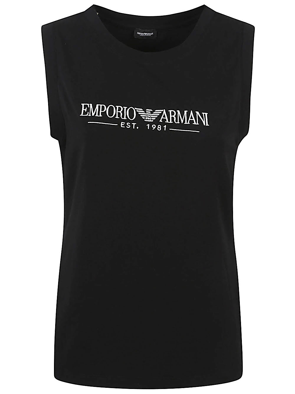 Emporio Armani Black Logo Cotton Tank — Women's Top