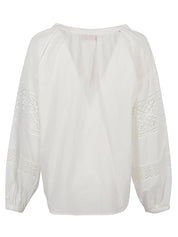 Chemises Ermanno Firenze en coton blanc avec détails en dentelle