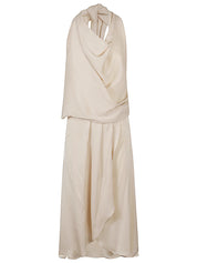 Silk95Five Dresses Beige silk halterneck short dress