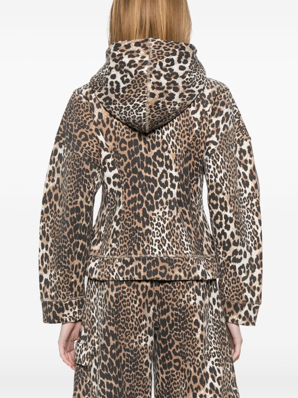 Ganni Leopard print hoodie in organic cotton