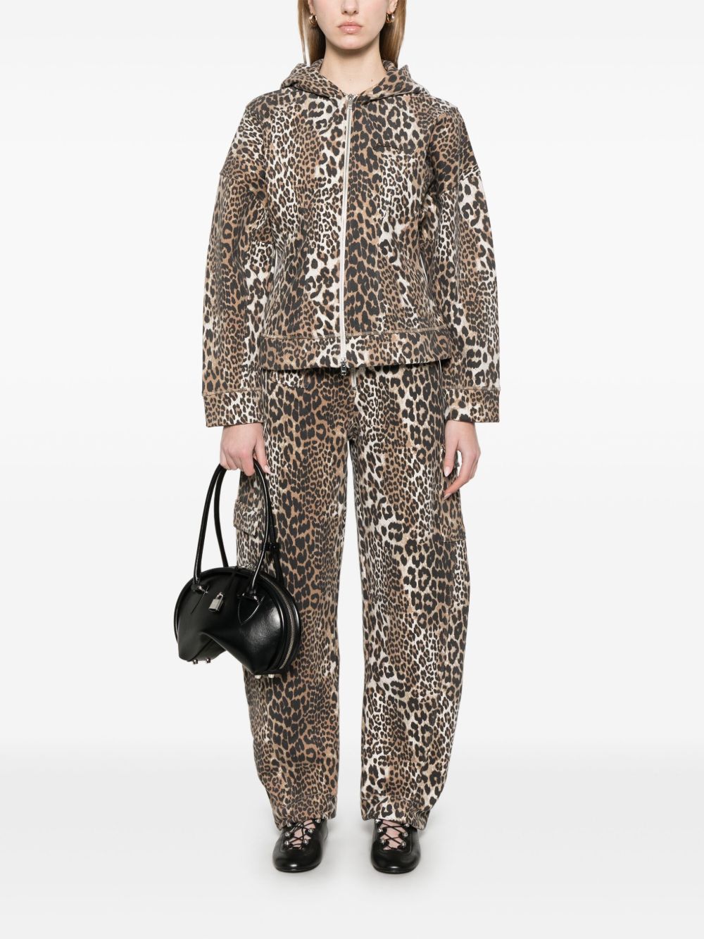 Ganni Leopard print hoodie in organic cotton