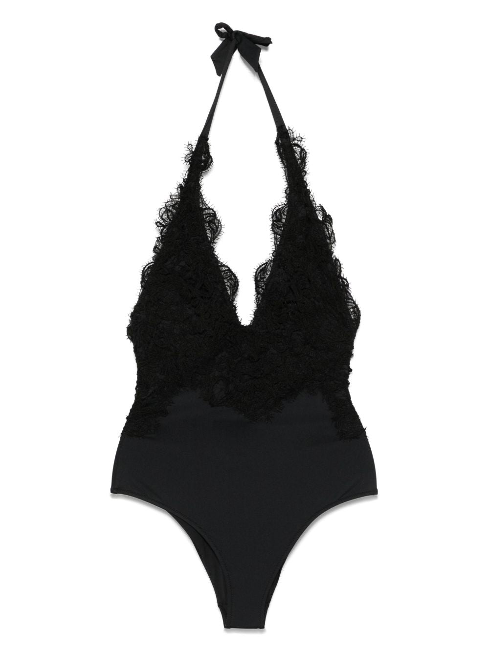 Ermanno Scervino Sea clothing Black swimsuit with lace detail