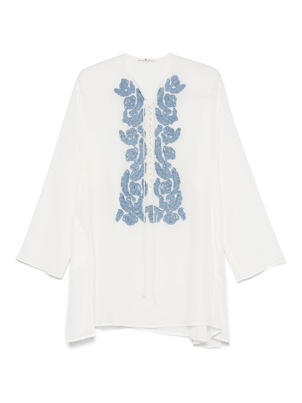 Embroidered Silk Kaftan — Ermanno Scervino Floral Appliqués