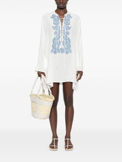 Embroidered Silk Kaftan — Ermanno Scervino Floral Appliqués