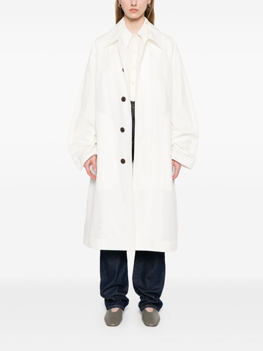 Manteau en coton mélangé blanc Studio Nicholson Coats