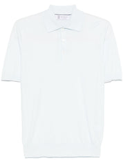 Brunello Cucinelli T-shirts and Polos Clear Blue cotton knit