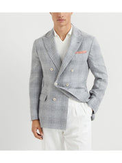 Brunello Cucinelli Jackets Grey linen double-breasted