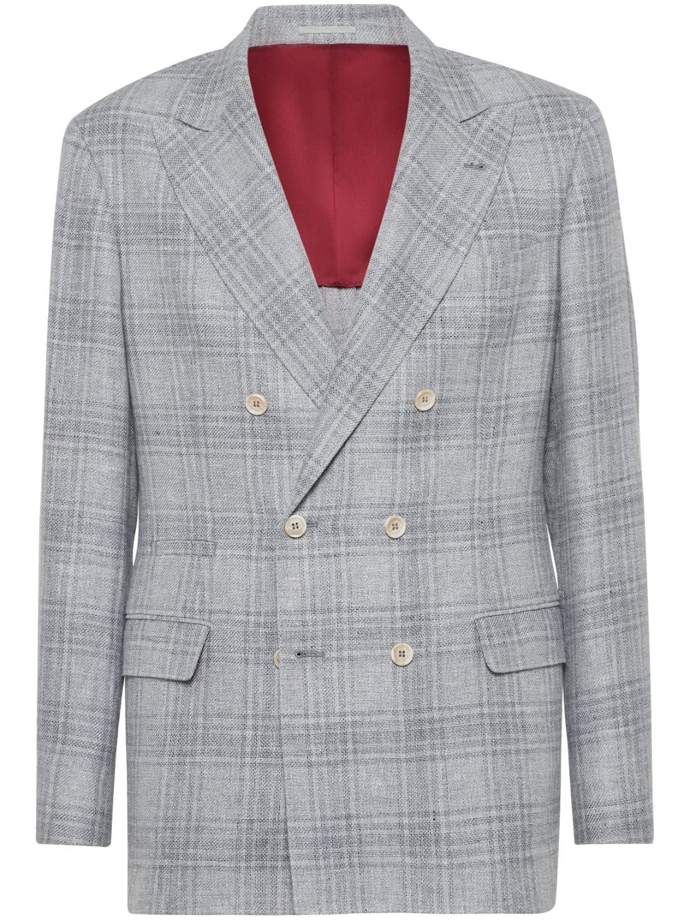 Brunello Cucinelli Jackets Grey linen double-breasted
