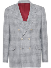 Brunello Cucinelli Jackets Grey linen double-breasted