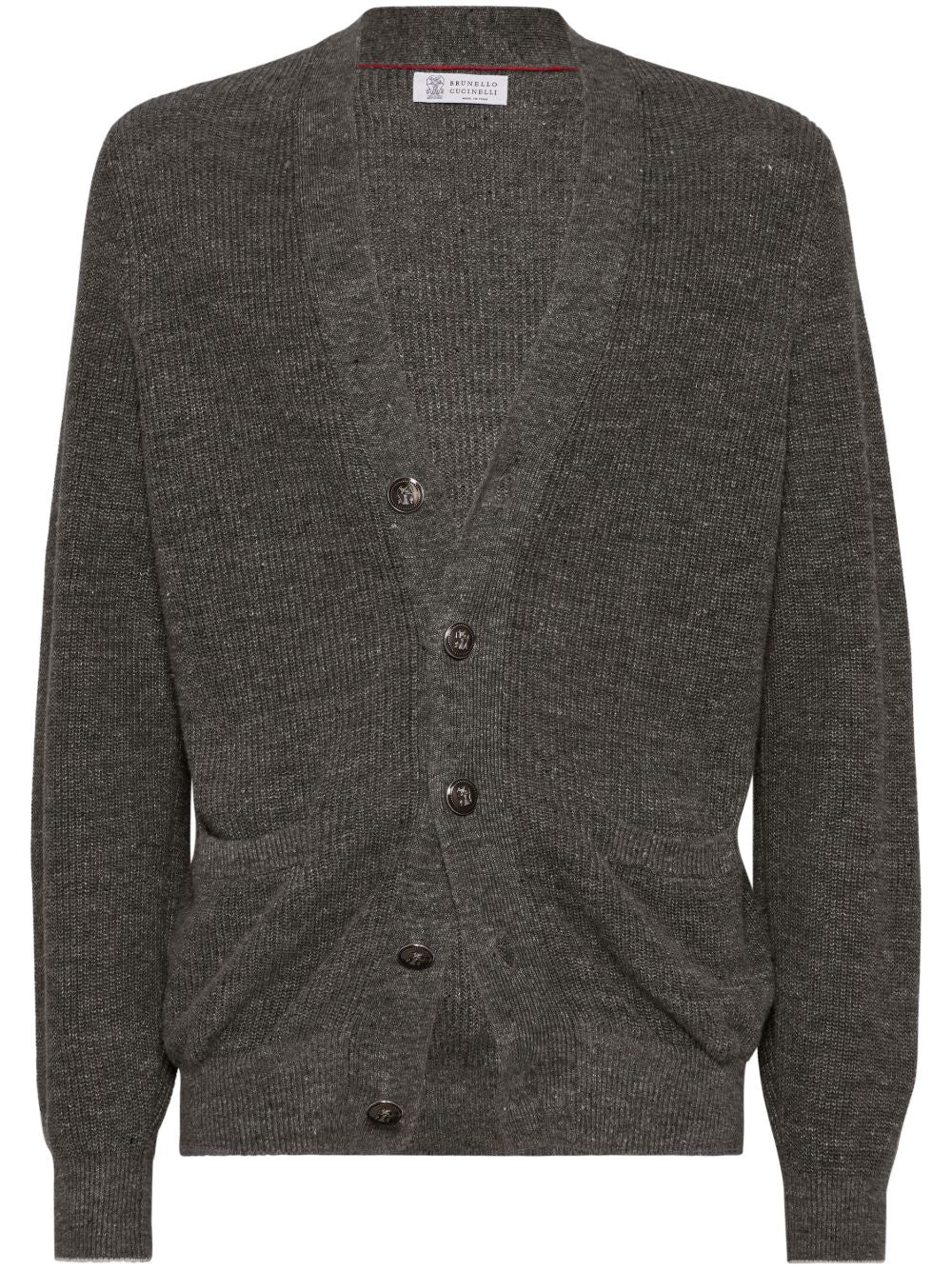 Brunello Cucinelli Grey Cotton Knit Cardigan