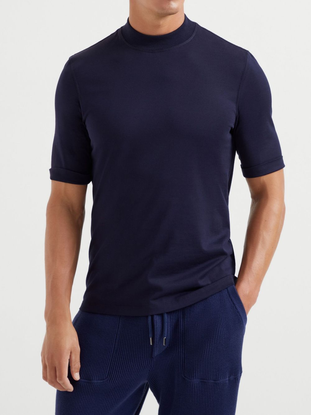 Brunello Cucinelli T-shirts and Polos Blue cotton jersey