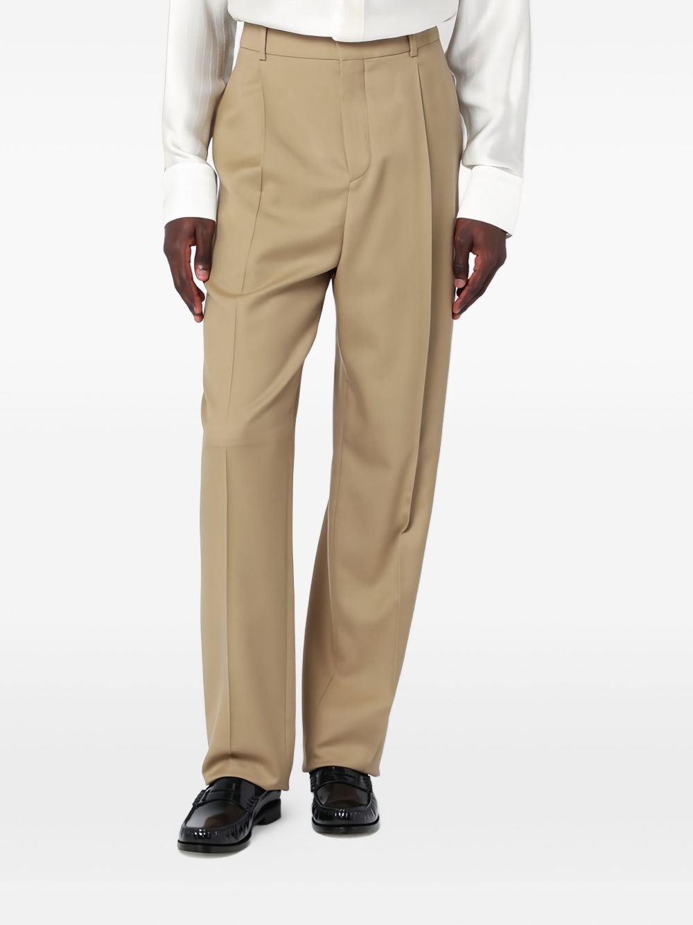 Saint Laurent Trousers Beige high-waisted wool